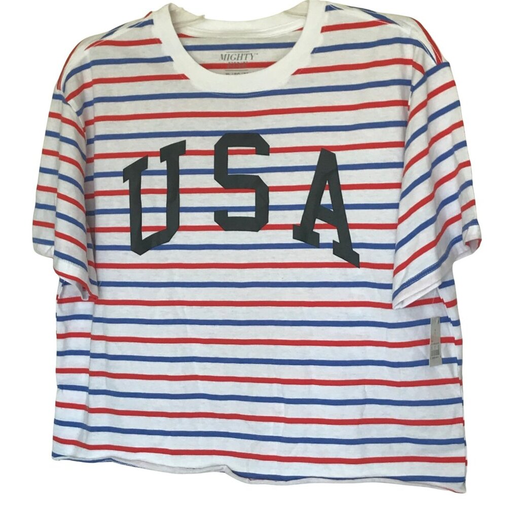 Mad Engine Mighty Fine Women's Red White Blue USA Tee Shirt XL New